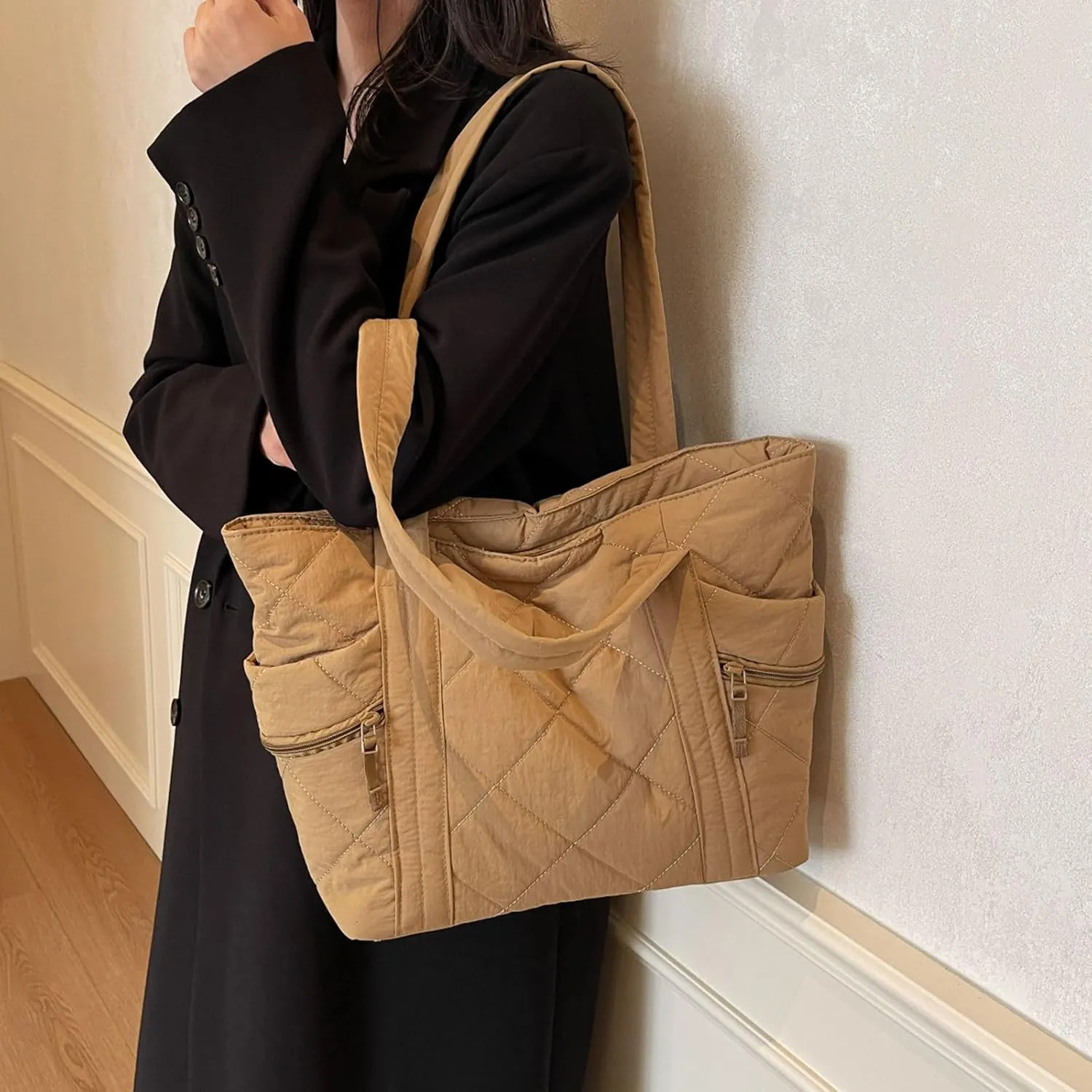 Nylon Messenger Bag Argyle Large Tote Bag Plain Casual Hobo Bag Chic Shoulder Bag Laptop Bag Travel Daypacks