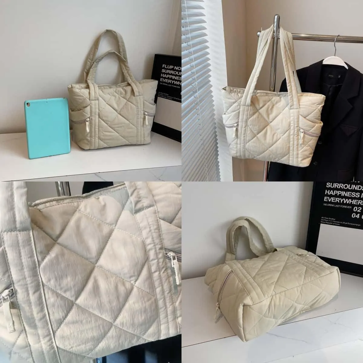 Nylon Messenger Bag Argyle Large Tote Bag Plain Casual Hobo Bag Chic Shoulder Bag Laptop Bag Travel Daypacks
