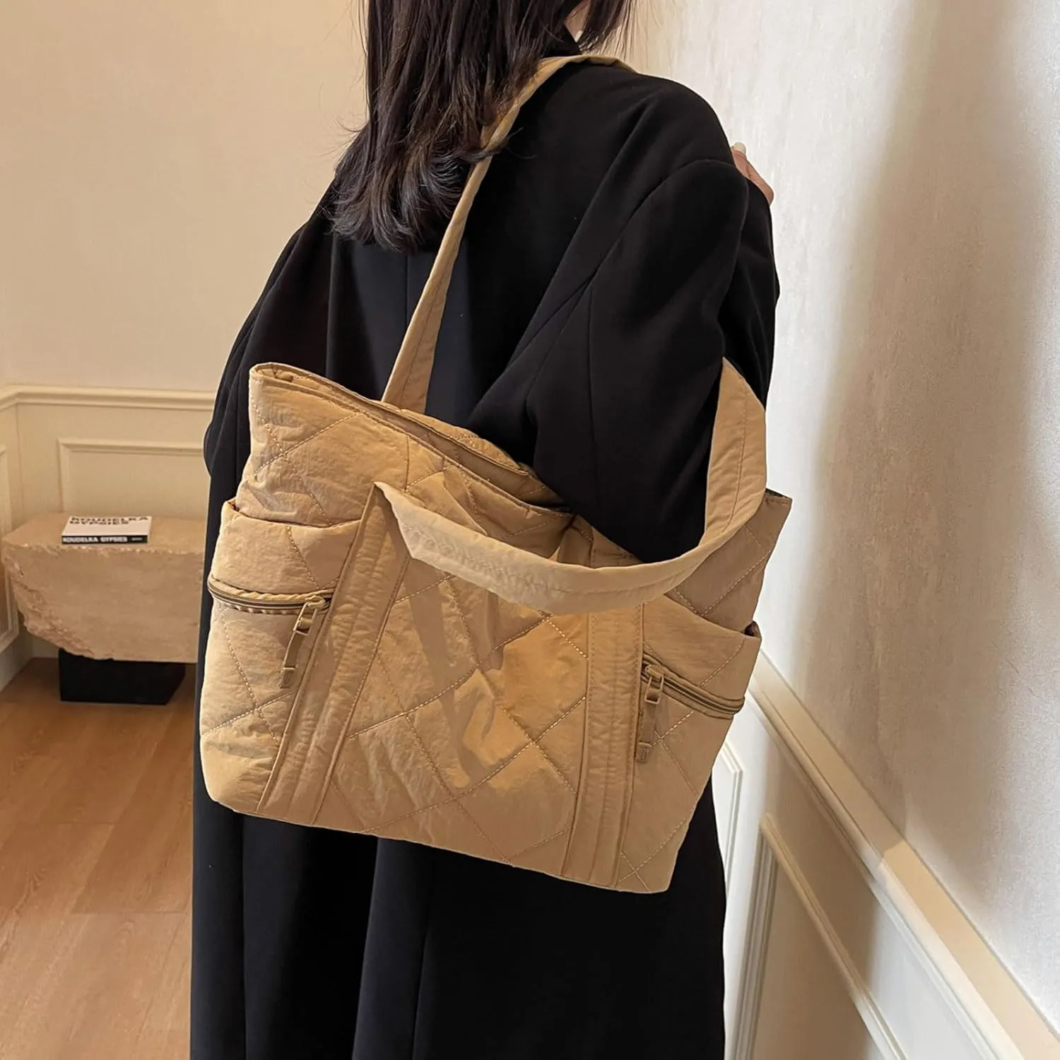 Nylon Messenger Bag Argyle Large Tote Bag Plain Casual Hobo Bag Chic Shoulder Bag Laptop Bag Travel Daypacks