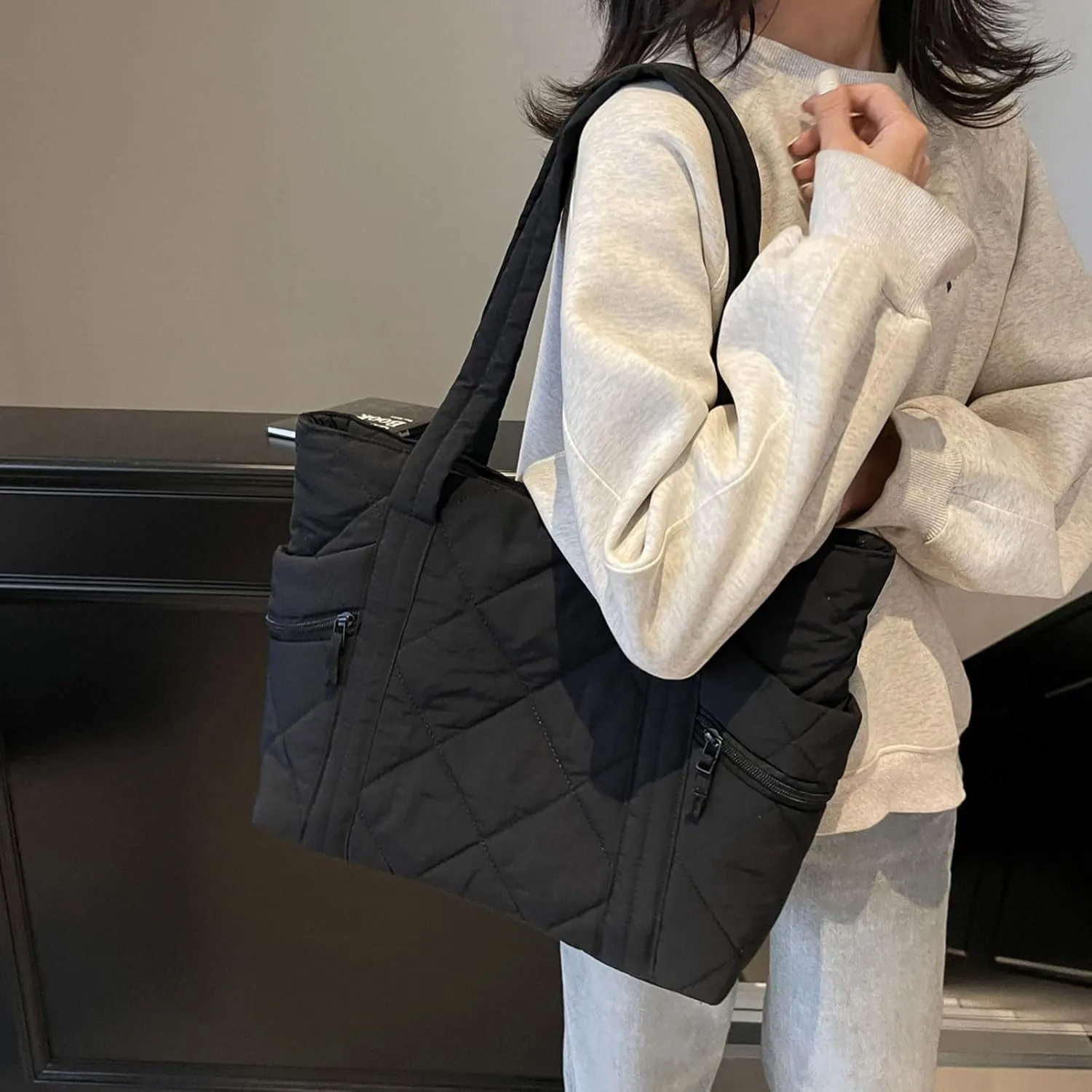 Nylon Messenger Bag Argyle Large Tote Bag Plain Casual Hobo Bag Chic Shoulder Bag Laptop Bag Travel Daypacks