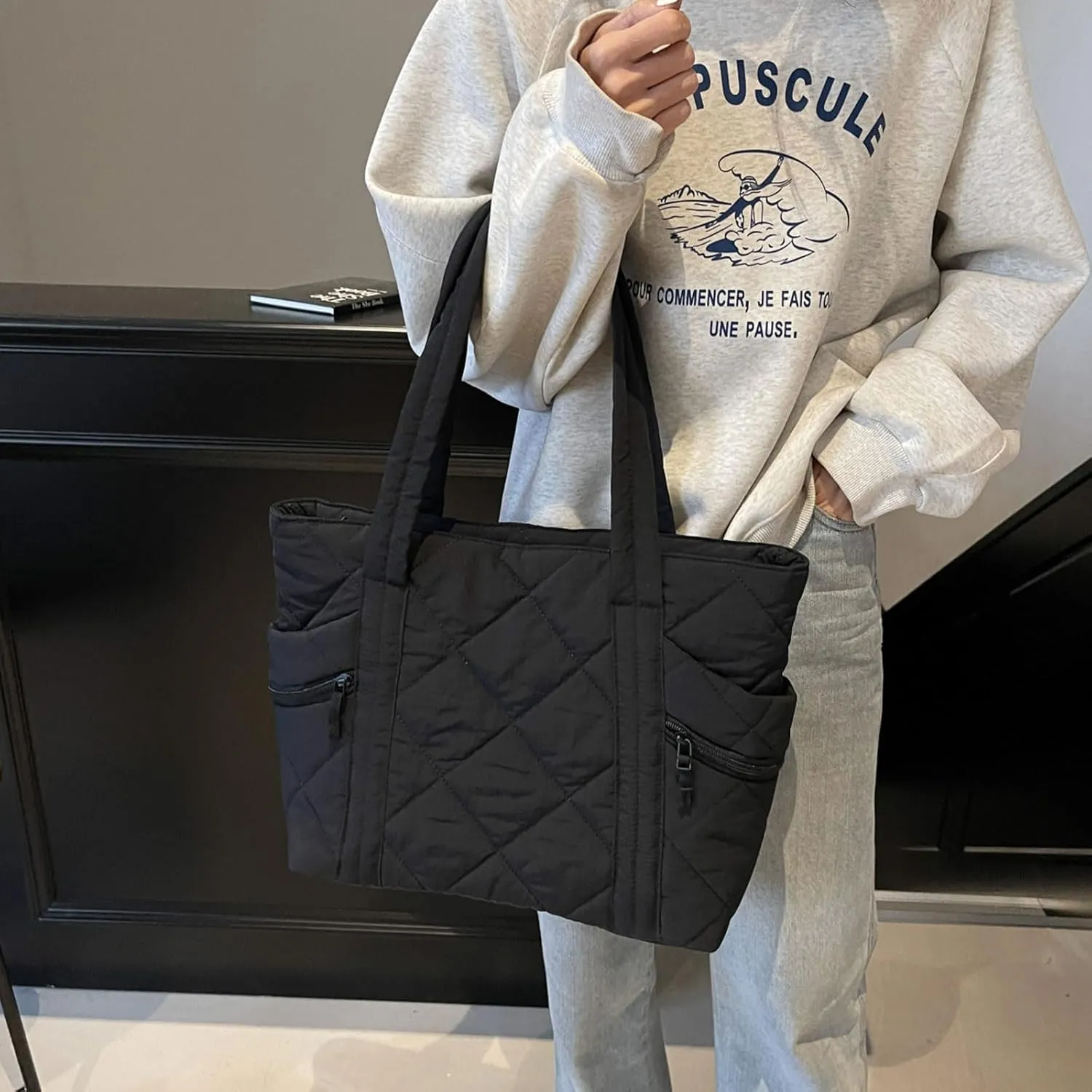 Nylon Messenger Bag Argyle Large Tote Bag Plain Casual Hobo Bag Chic Shoulder Bag Laptop Bag Travel Daypacks