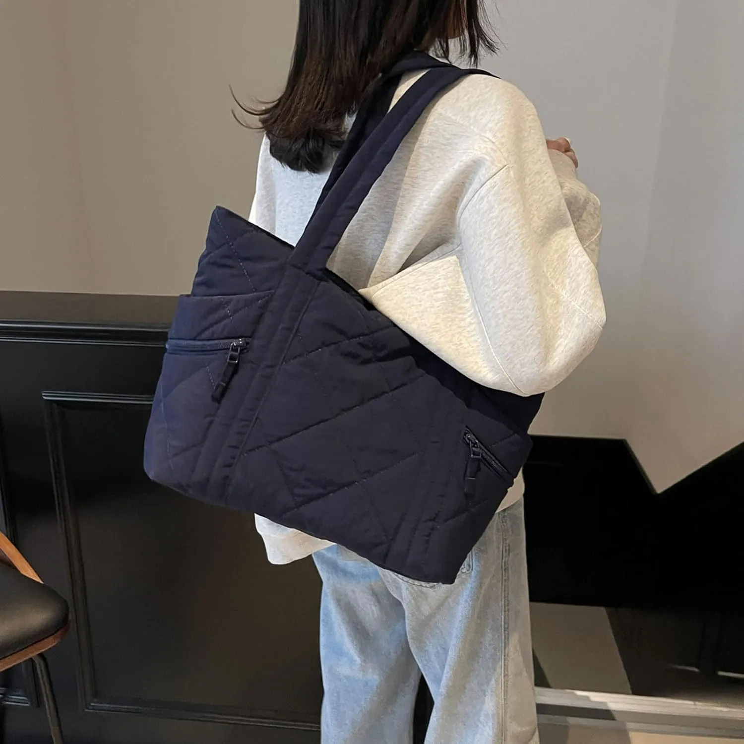 Nylon Messenger Bag Argyle Large Tote Bag Plain Casual Hobo Bag Chic Shoulder Bag Laptop Bag Travel Daypacks