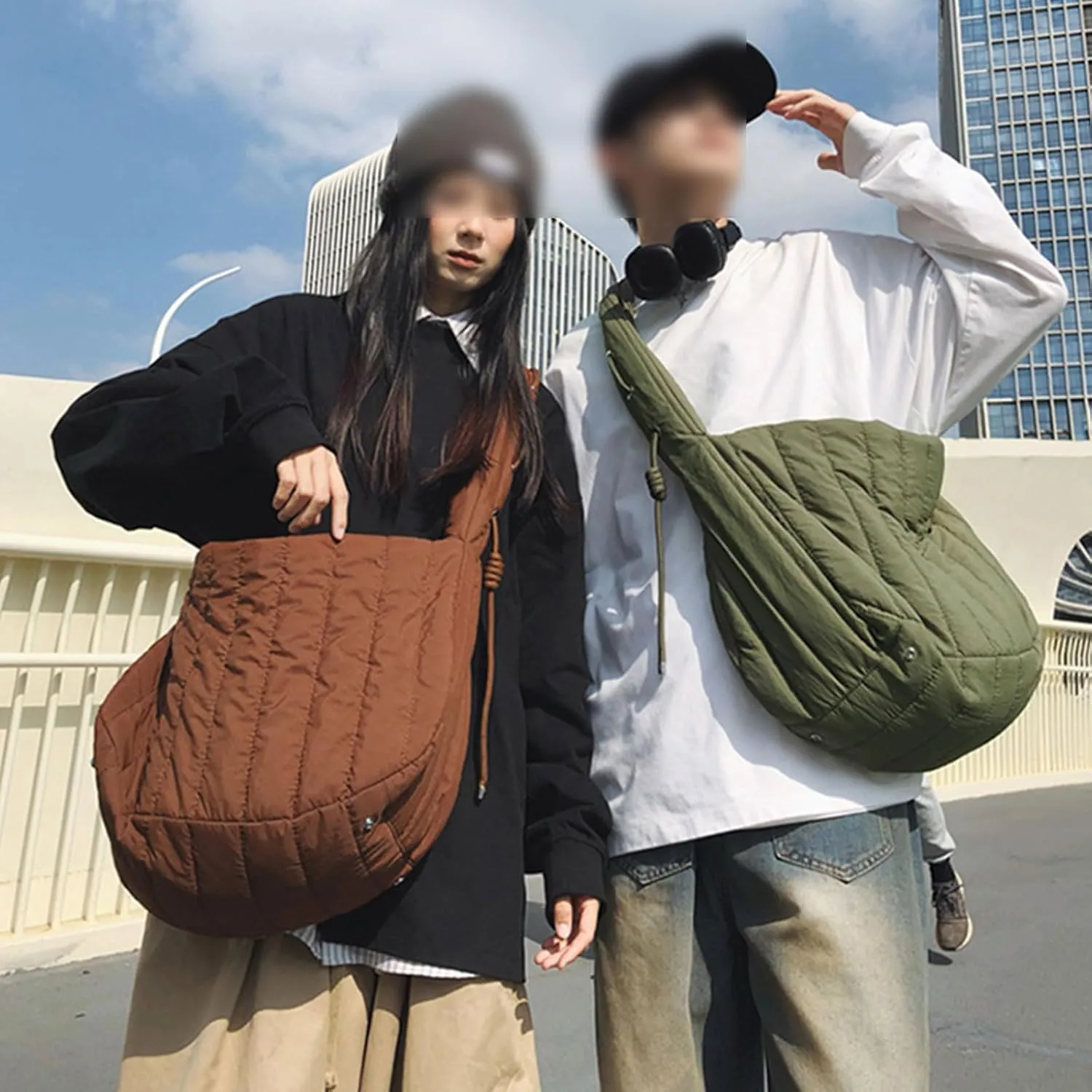 Nylon Messenger Bag Large Plain Casual Crossbody Bag Hobo Bag Chic Tote Shoulder Bag Laptop Bag Travel Daypacks