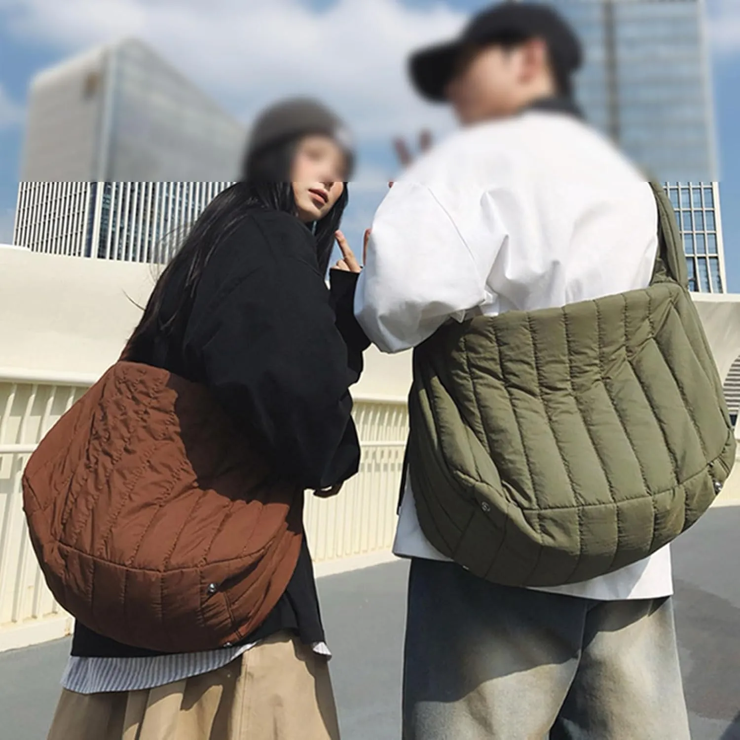 Nylon Messenger Bag Large Plain Casual Crossbody Bag Hobo Bag Chic Tote Shoulder Bag Laptop Bag Travel Daypacks