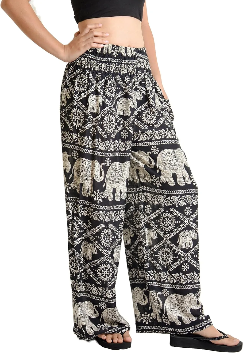 Orient Trail Open Ankle Wide Leg Harem Pants with Pocket -Yoga Flowy Pants for Women US Size 0-24