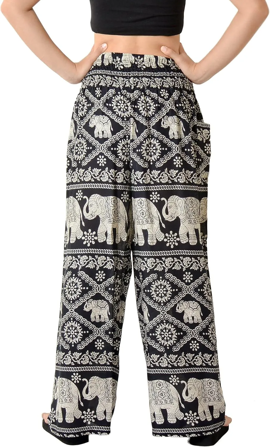 Orient Trail Open Ankle Wide Leg Harem Pants with Pocket -Yoga Flowy Pants for Women US Size 0-24