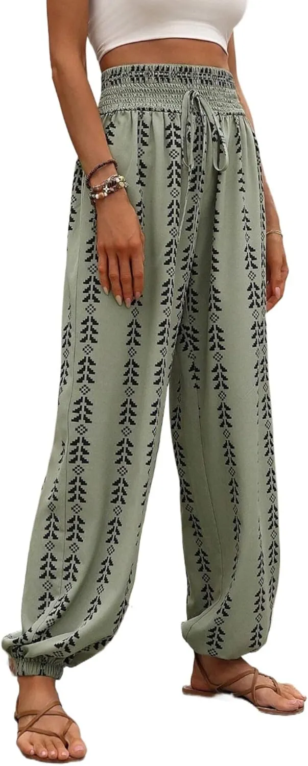 Palazzo Pants for Women Boho Summer 2025 Flowy Beach Outfits Hippie High Waist Yoga Trousers Casual Lounge Pant