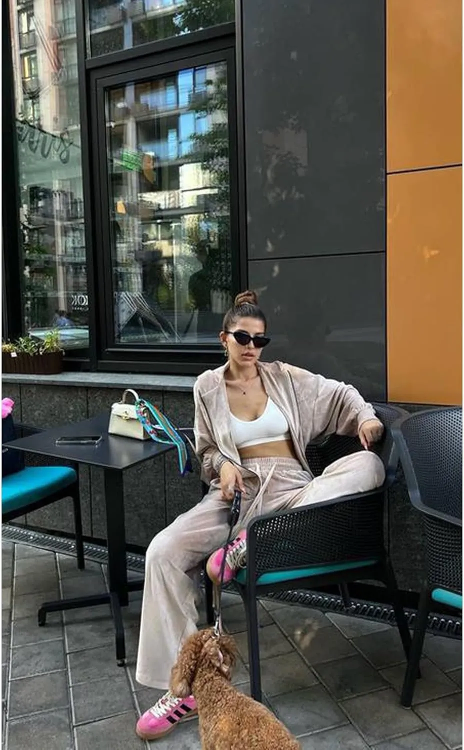 Perbai Womens Velour Tracksuit 2 Piece Sweatsuit Oversized Full Zip Hoodie Wide Leg Pants Sets