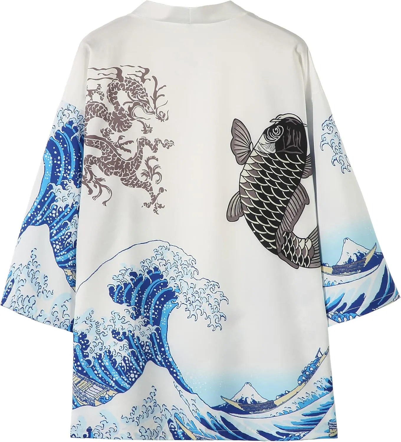 PRIJOUHE Mens Japanese Kimono Coat Suits Loose Open Front Seven Sleeve Kimono Cardigan Jacket with Shorts