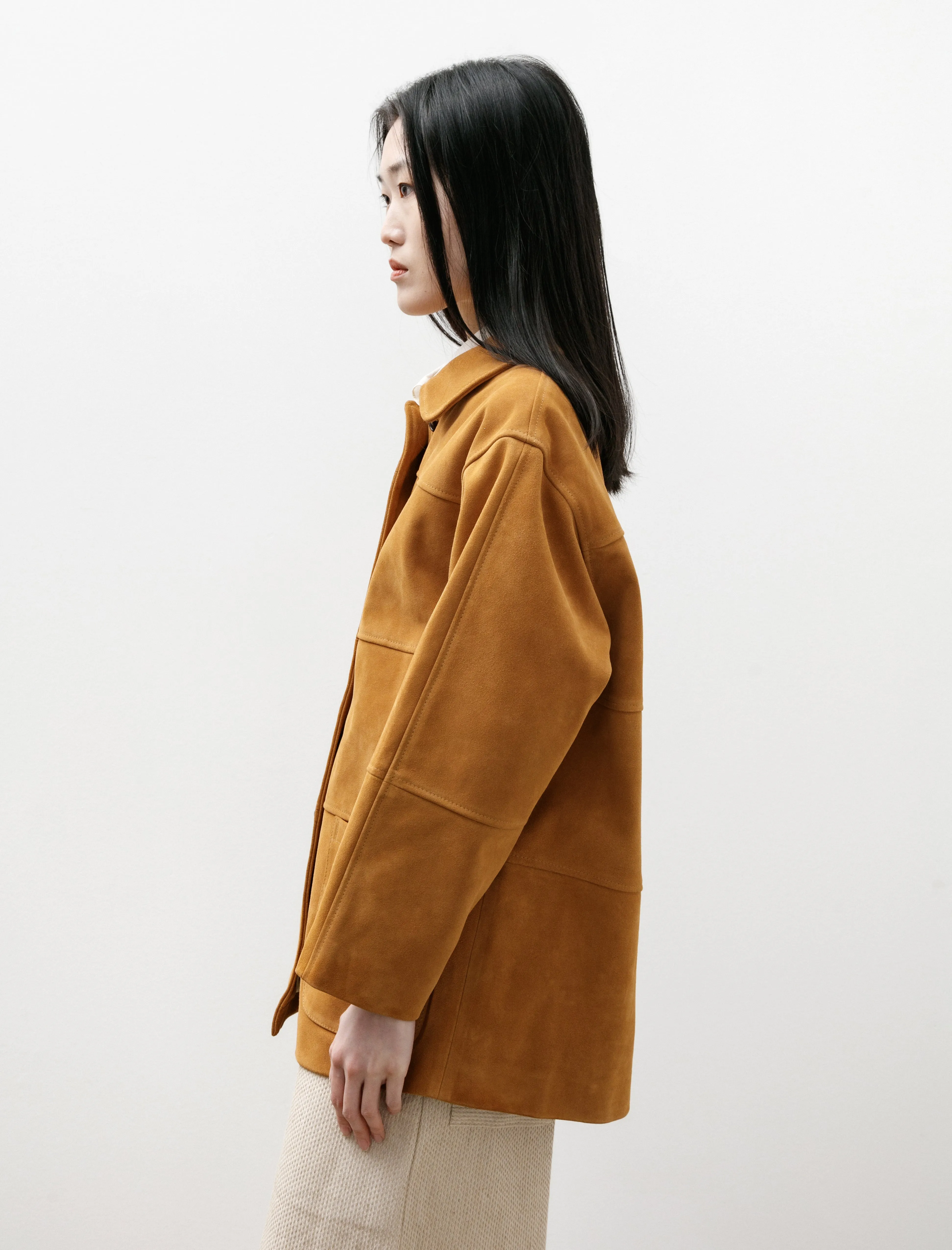Quinn Jacket Panelled Suede Moroccan Flame