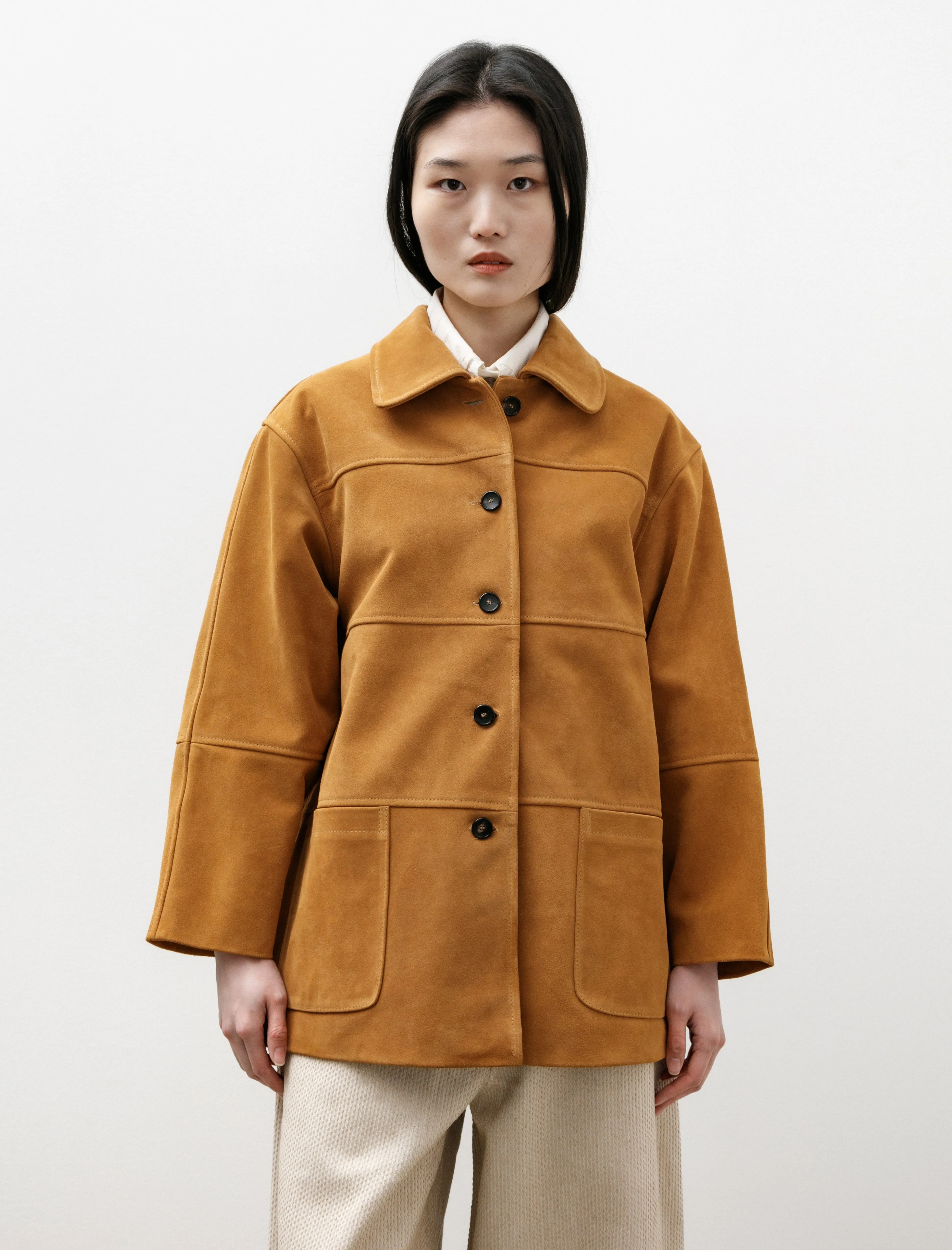 Quinn Jacket Panelled Suede Moroccan Flame