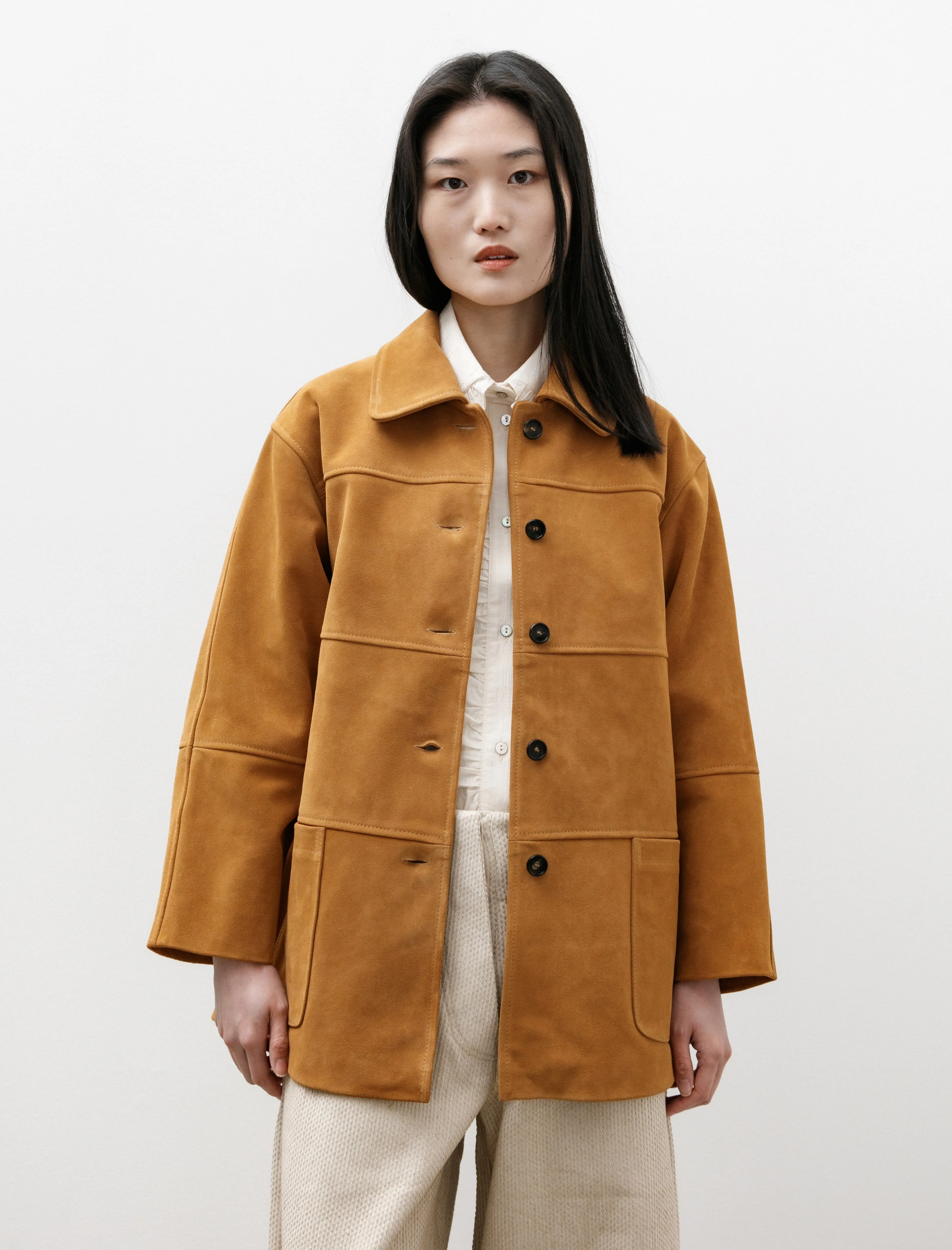Quinn Jacket Panelled Suede Moroccan Flame