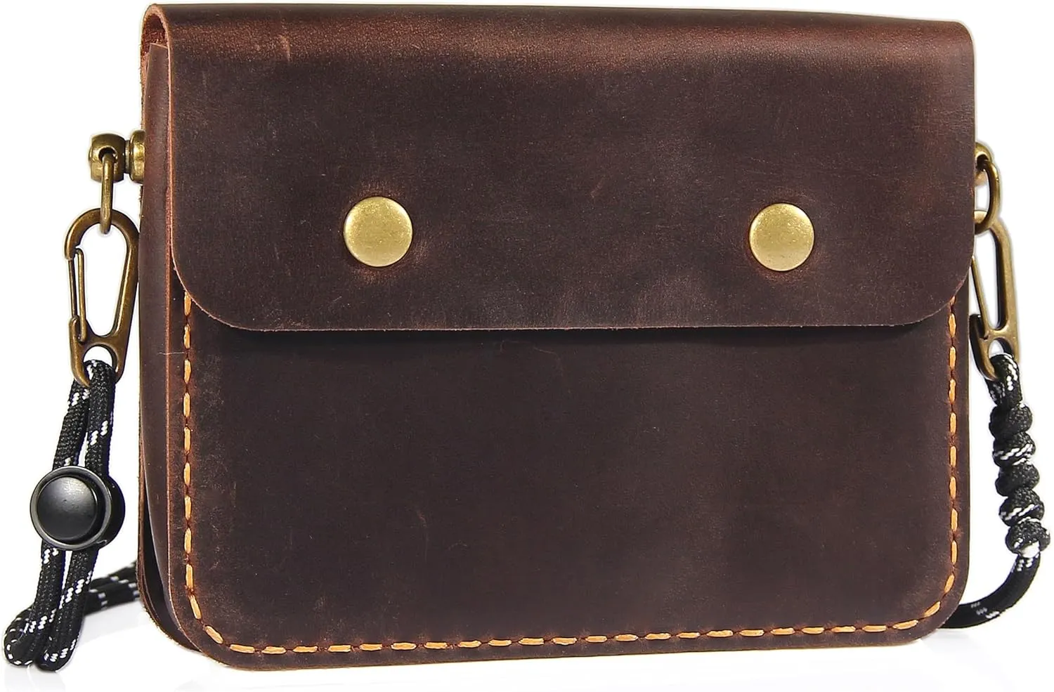 Robrasim Leather Crossbody Wallet, Mini Shoulder Bag Clutch Purse, Handmade Genuine Leather Wristlet Wallet for Women Men