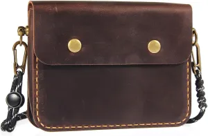 Robrasim Leather Crossbody Wallet, Mini Shoulder Bag Clutch Purse, Handmade Genuine Leather Wristlet Wallet for Women Men