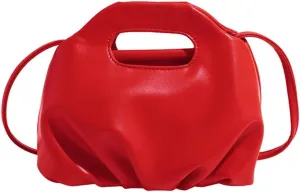 Rungion Chic Vegan Leather Purse for Women Small Dumpling Shoulder Crossbody Bag Pleated Cloud Handbag Designer Satchel