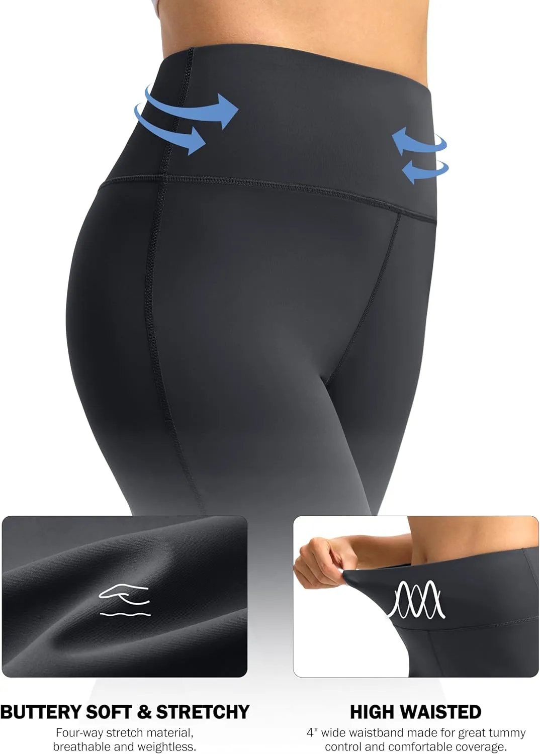 SANTINY Yoga Pants Women 30.5"/32" High Waist Stretch Comfy Lounge Dress Athletic Wide Leg Pants