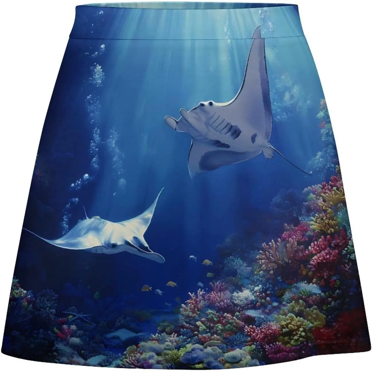 Sea Stingray Print Women's Short Skirts Skort Double Layer Mini A-Line Skirt For Casual Golf Sports