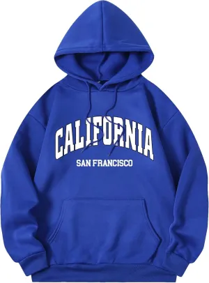 SHENHE Women's Casual Letter Print Oversized Long Sleeve Hooded Sweatshirt Pullover Hoodie Tops