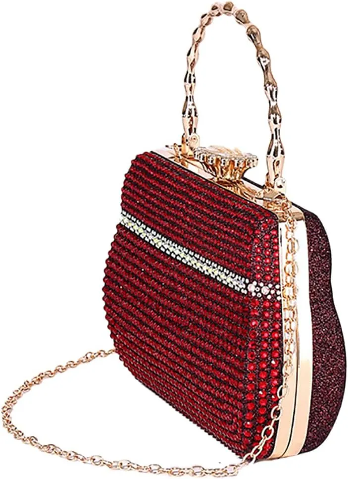 Shining Women Rhinestone Evening Clutch Diamonds Evening Handbag Chic Floral Shoulder Purse for Banquet Wedding Party