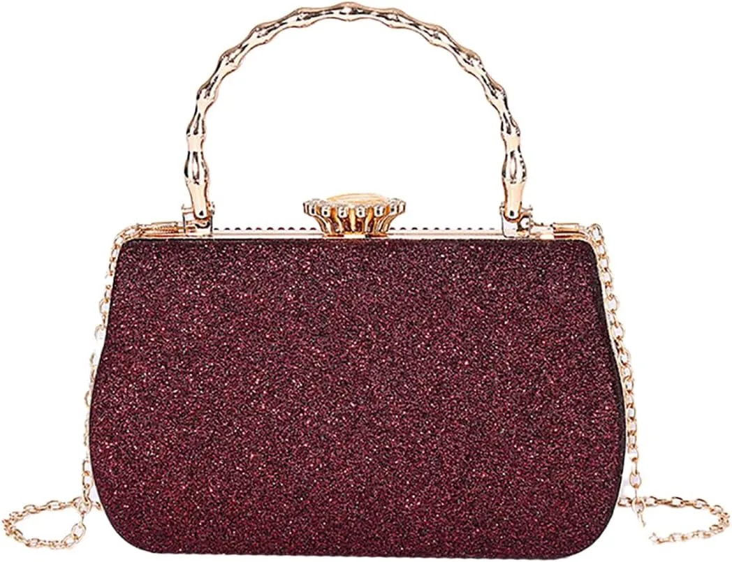 Shining Women Rhinestone Evening Clutch Diamonds Evening Handbag Chic Floral Shoulder Purse for Banquet Wedding Party