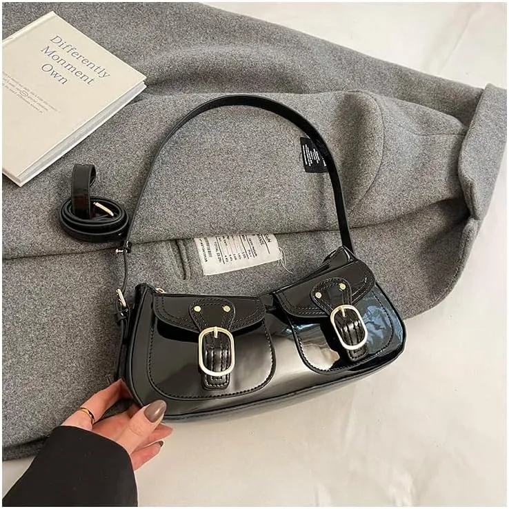 Shoulder Bag for Women Red Purse Patent Leather Handbag Crossbody Y2k Hobo Bag Trendy Shoulder Purse Chic Clutch Bag