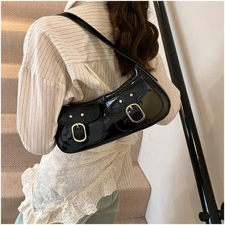 Shoulder Bag for Women Red Purse Patent Leather Handbag Crossbody Y2k Hobo Bag Trendy Shoulder Purse Chic Clutch Bag
