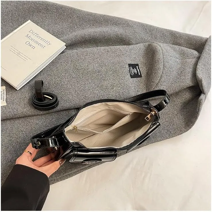 Shoulder Bag for Women Red Purse Patent Leather Handbag Crossbody Y2k Hobo Bag Trendy Shoulder Purse Chic Clutch Bag
