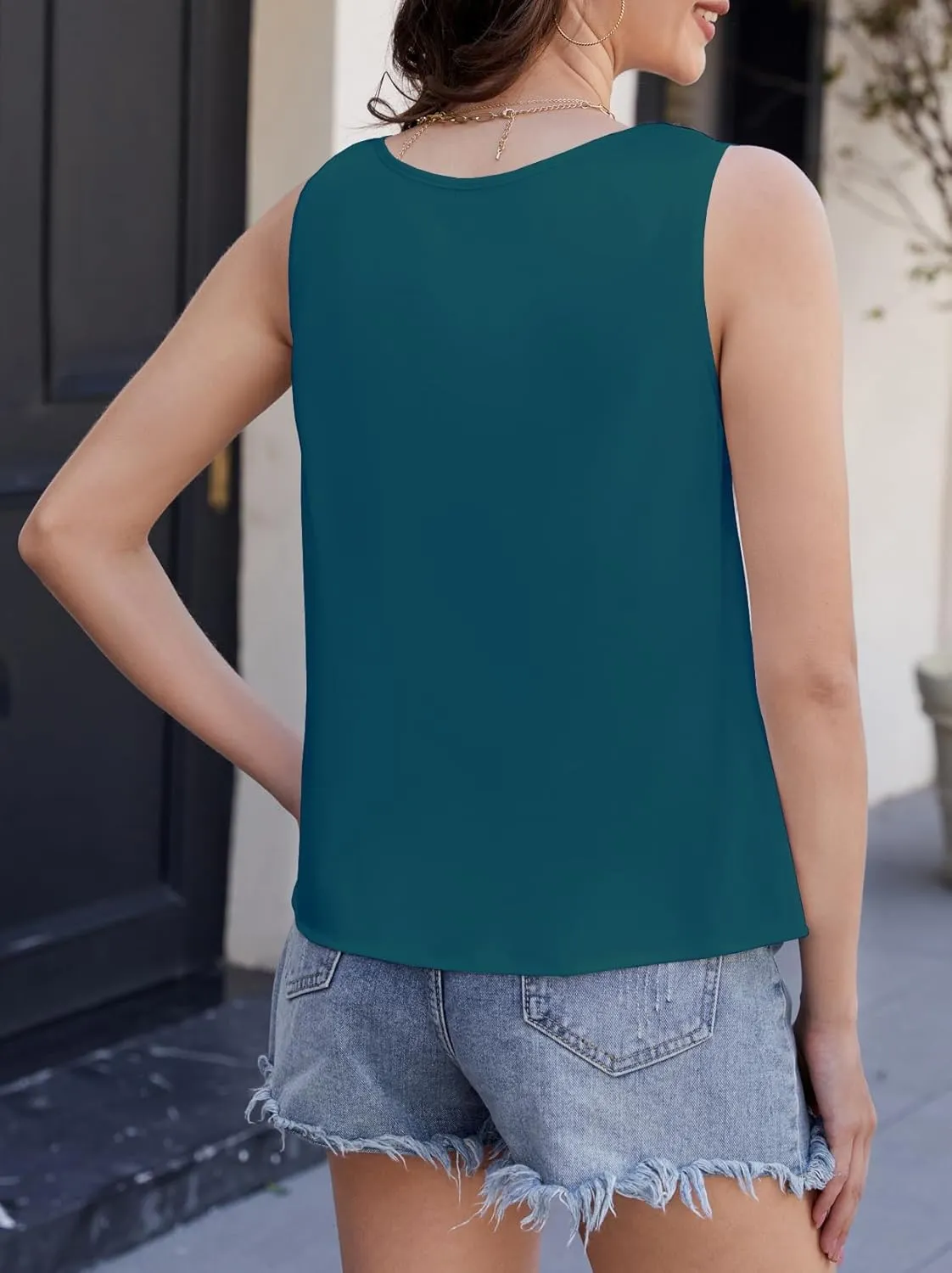 Silk Satin Tank Tops for Women Camisole Crew Neck Sleeveless Cami Summer 2025
