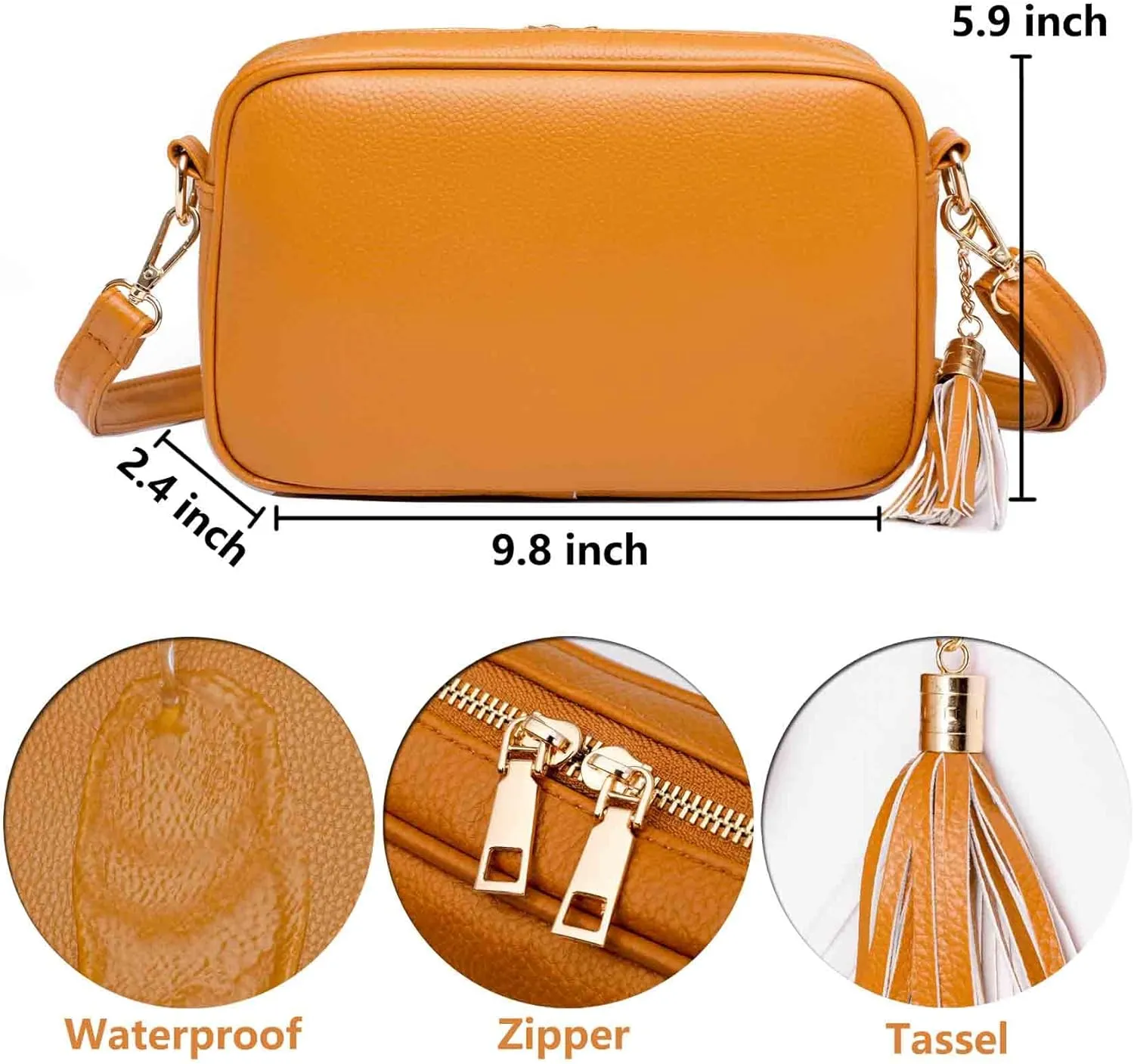 Slim Crossbody Bag with 2 Removable Shoulder Straps for Women Ladies Small Satchel Handbag Fashion Chic PU Leather