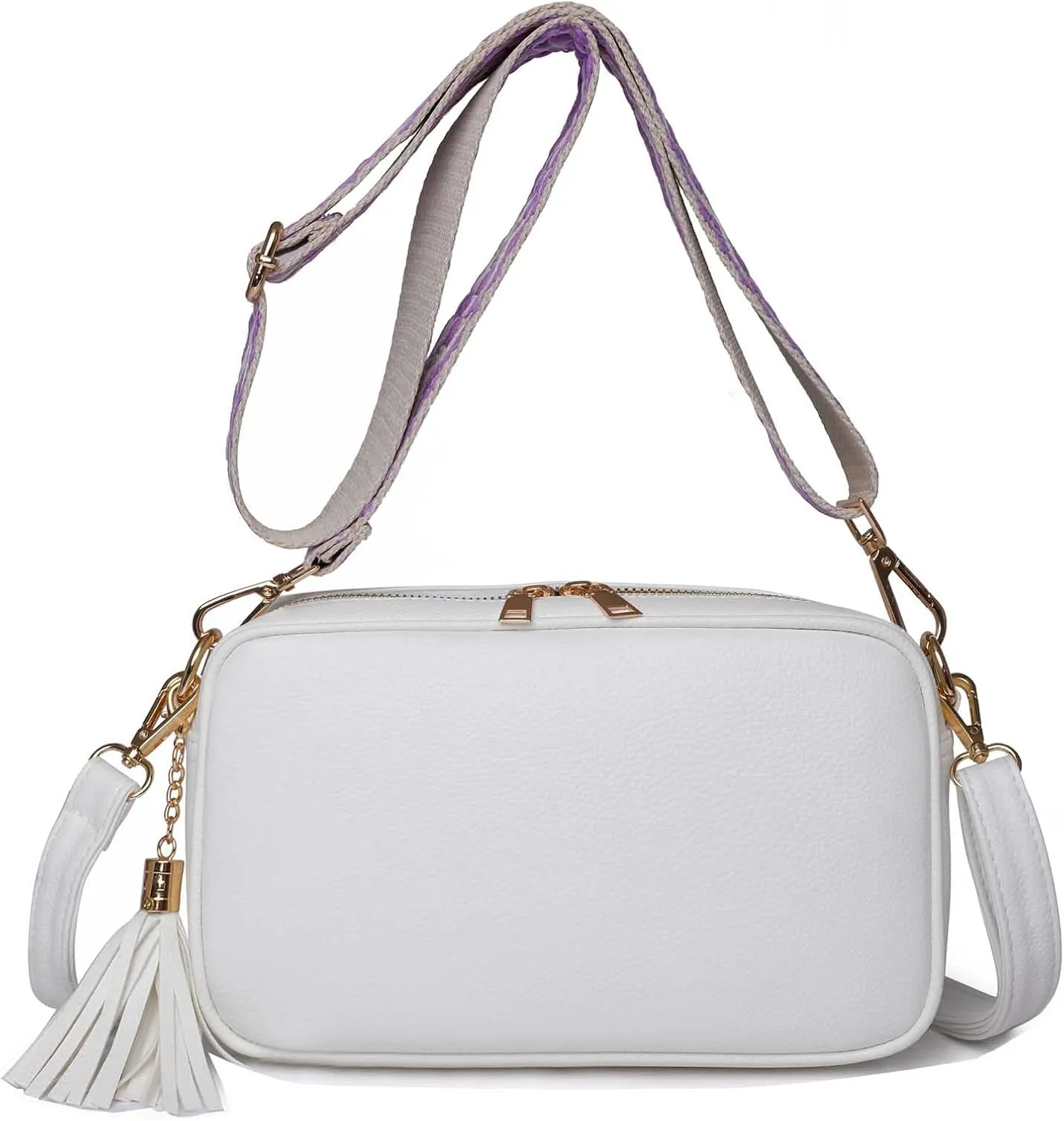 Slim Crossbody Bag with 2 Removable Shoulder Straps for Women Ladies Small Satchel Handbag Fashion Chic PU Leather