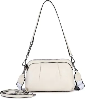 Soft Leather Handbag Purse for Women Hobo Crossbody Pleated Dumpling with 3 Adjustable Straps Shoulder