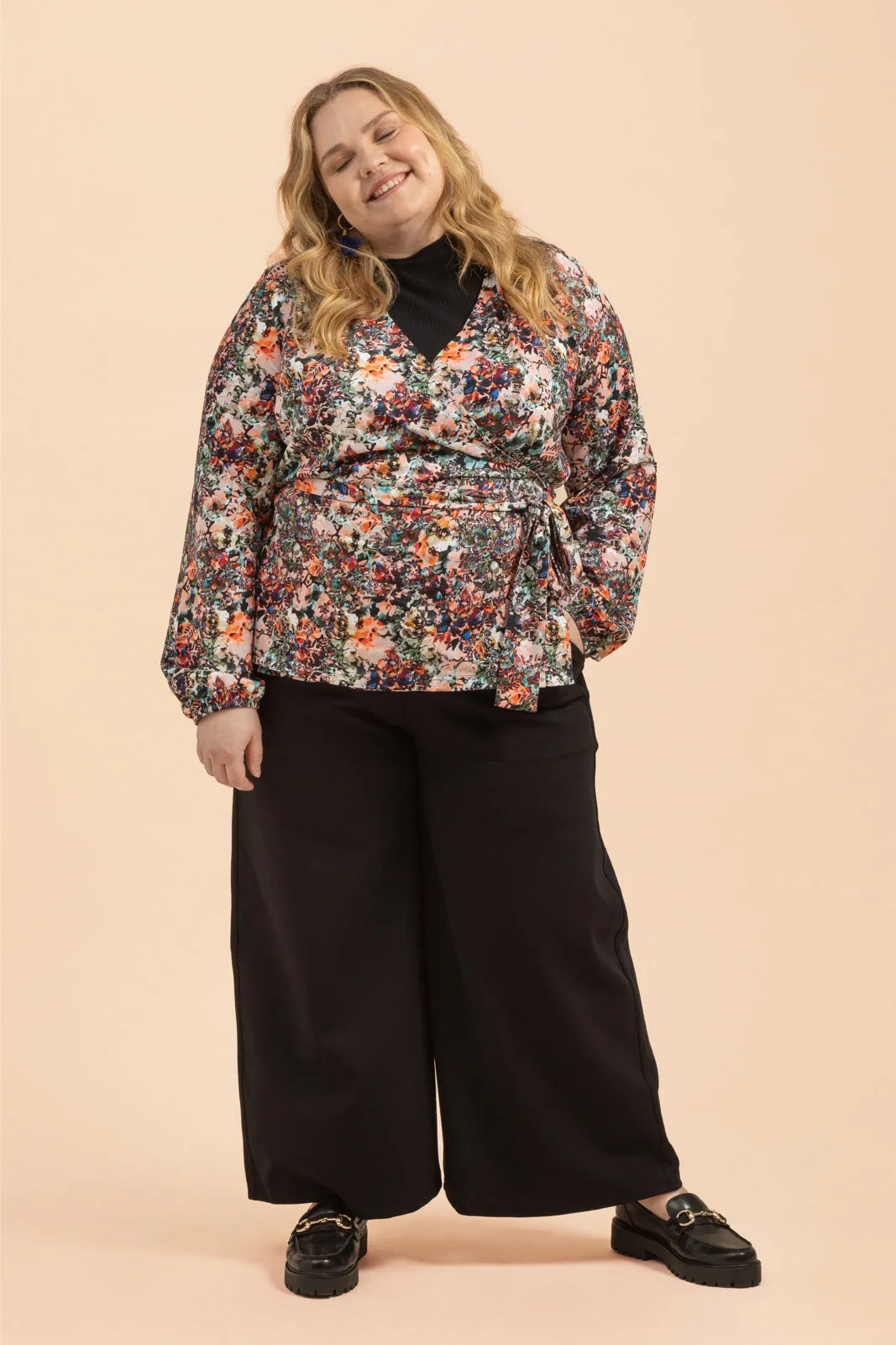 Soft Wrap Blouse, Blooming Forest