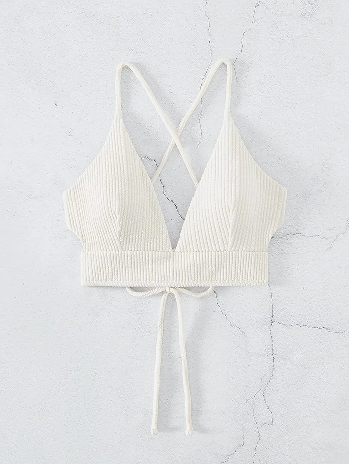 SOLY HUX Women's Criss Cross Back Bathing Suits Top Push Up Bikini Swimsuit Tops Only