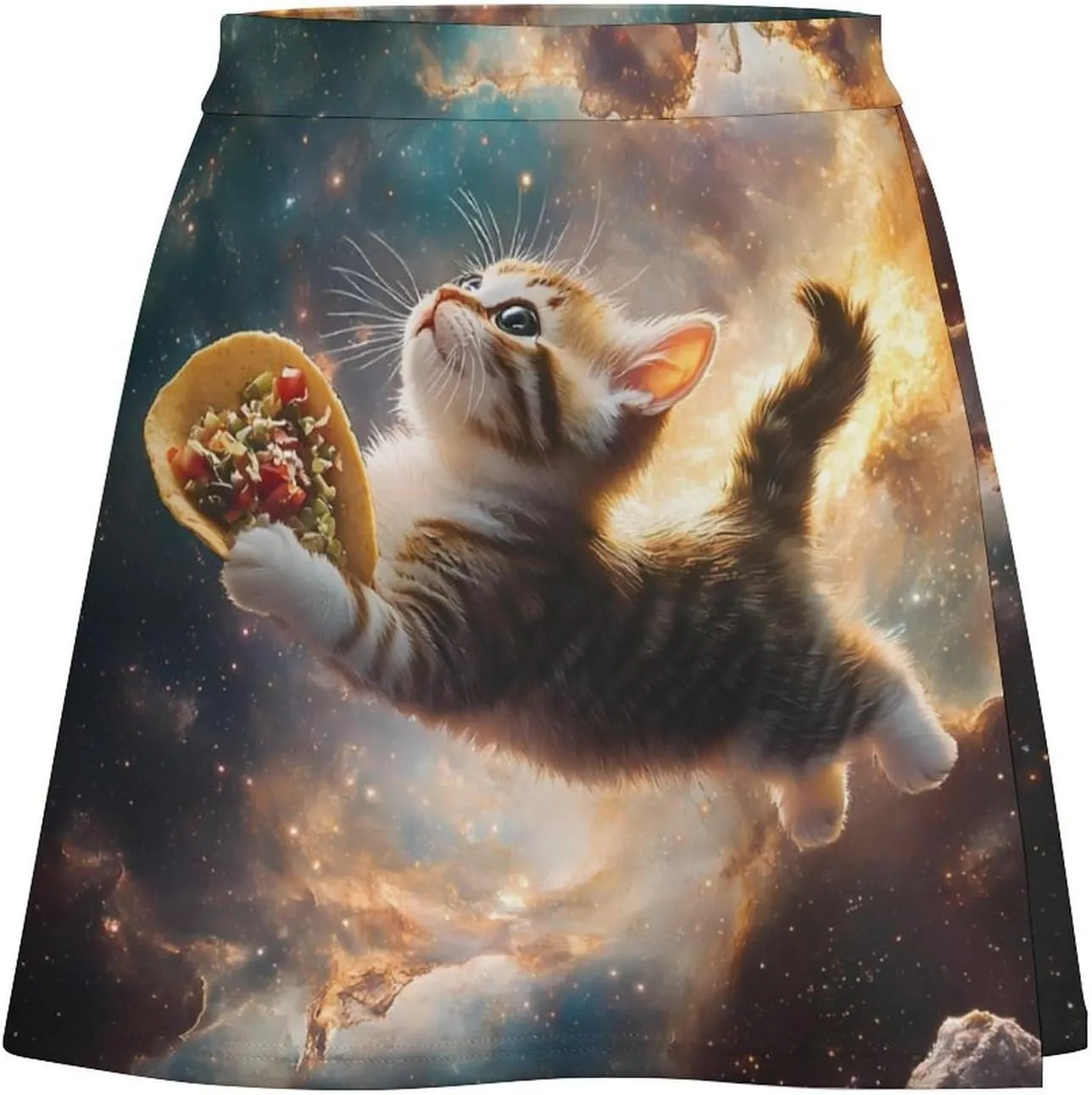 Spaces Taco Cat Women's Short Skirts Skort Double Layer Mini A-Line Skirt For Casual Golf Sports