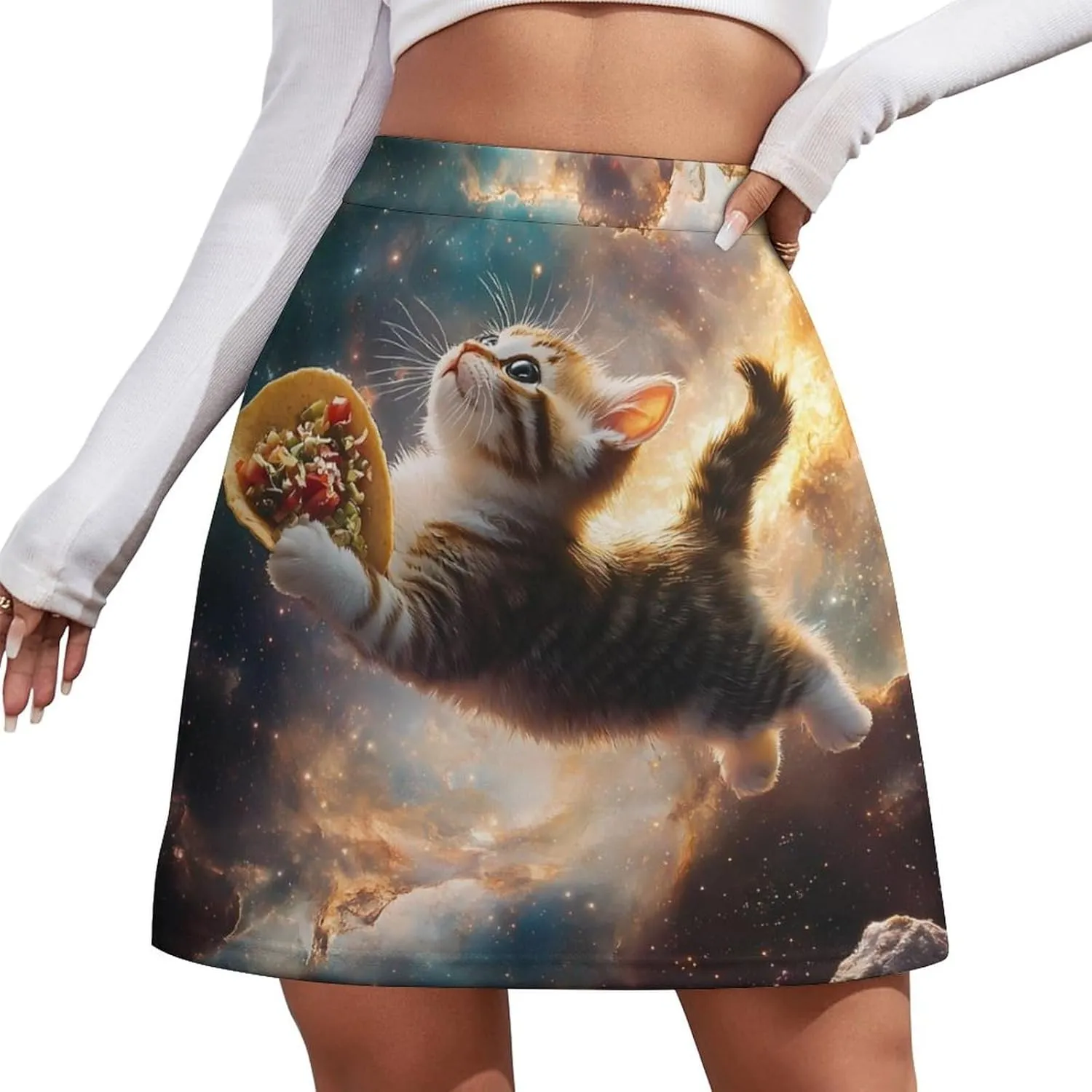 Spaces Taco Cat Women's Short Skirts Skort Double Layer Mini A-Line Skirt For Casual Golf Sports