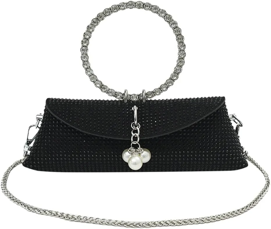Sparkly Evening Bag for Women Bling Rhinestone Shoulder Purse Chic Tote Handbag Clutch Hobo Crossbody Bag