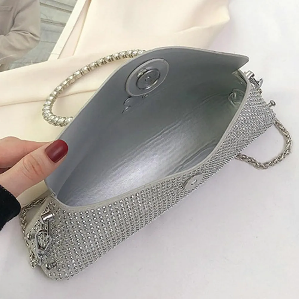 Sparkly Evening Bag for Women Bling Rhinestone Shoulder Purse Chic Tote Handbag Clutch Hobo Crossbody Bag