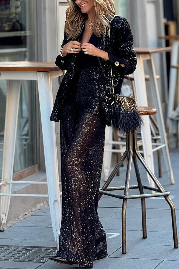 SUSAN - SEQUIN LAPEL PARTY LOOSE SET