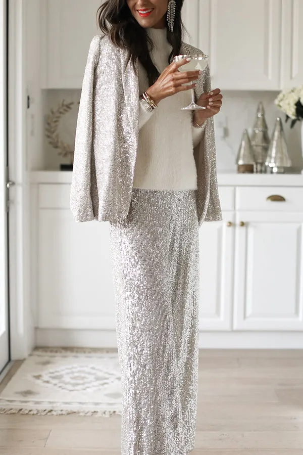 SUSAN - SEQUIN LAPEL PARTY LOOSE SET