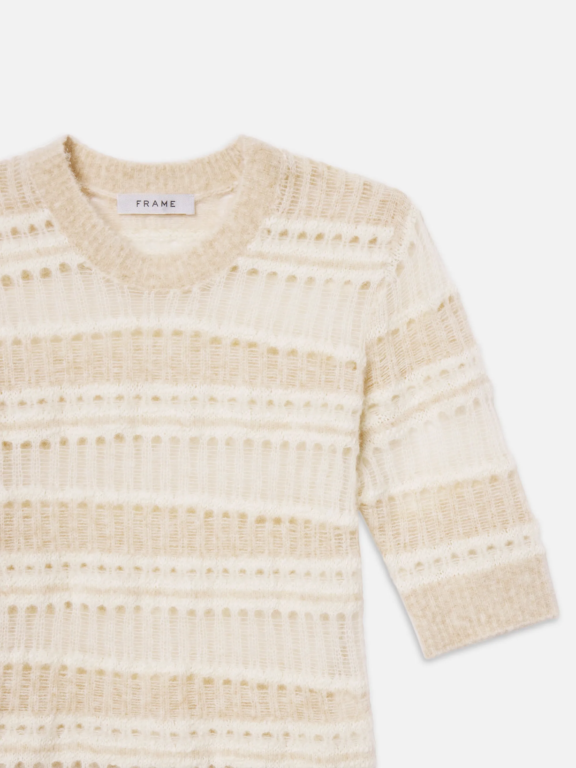 The Short Sleeve Stitch Mix Sweater -- Cream Multi