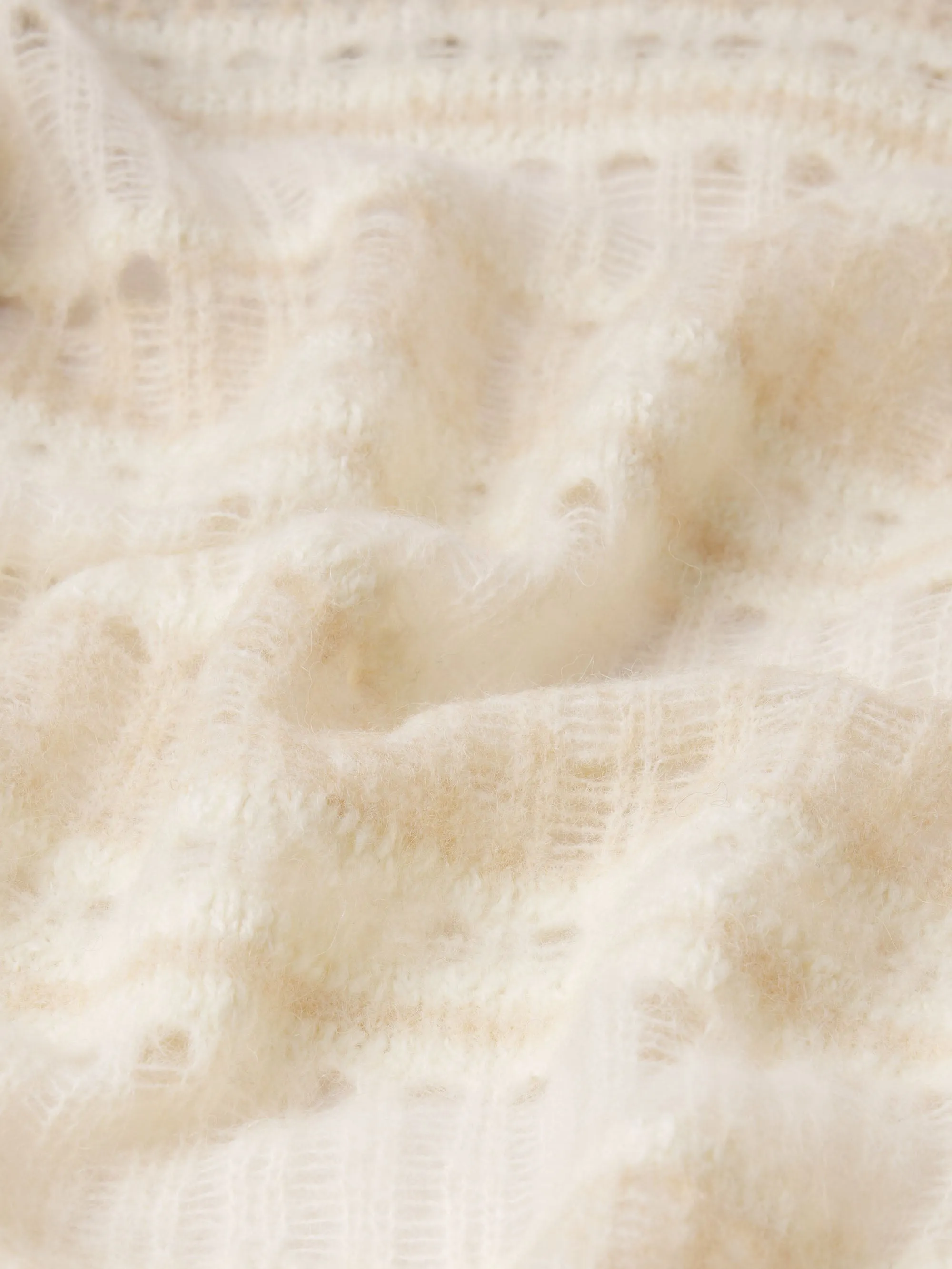 The Short Sleeve Stitch Mix Sweater -- Cream Multi