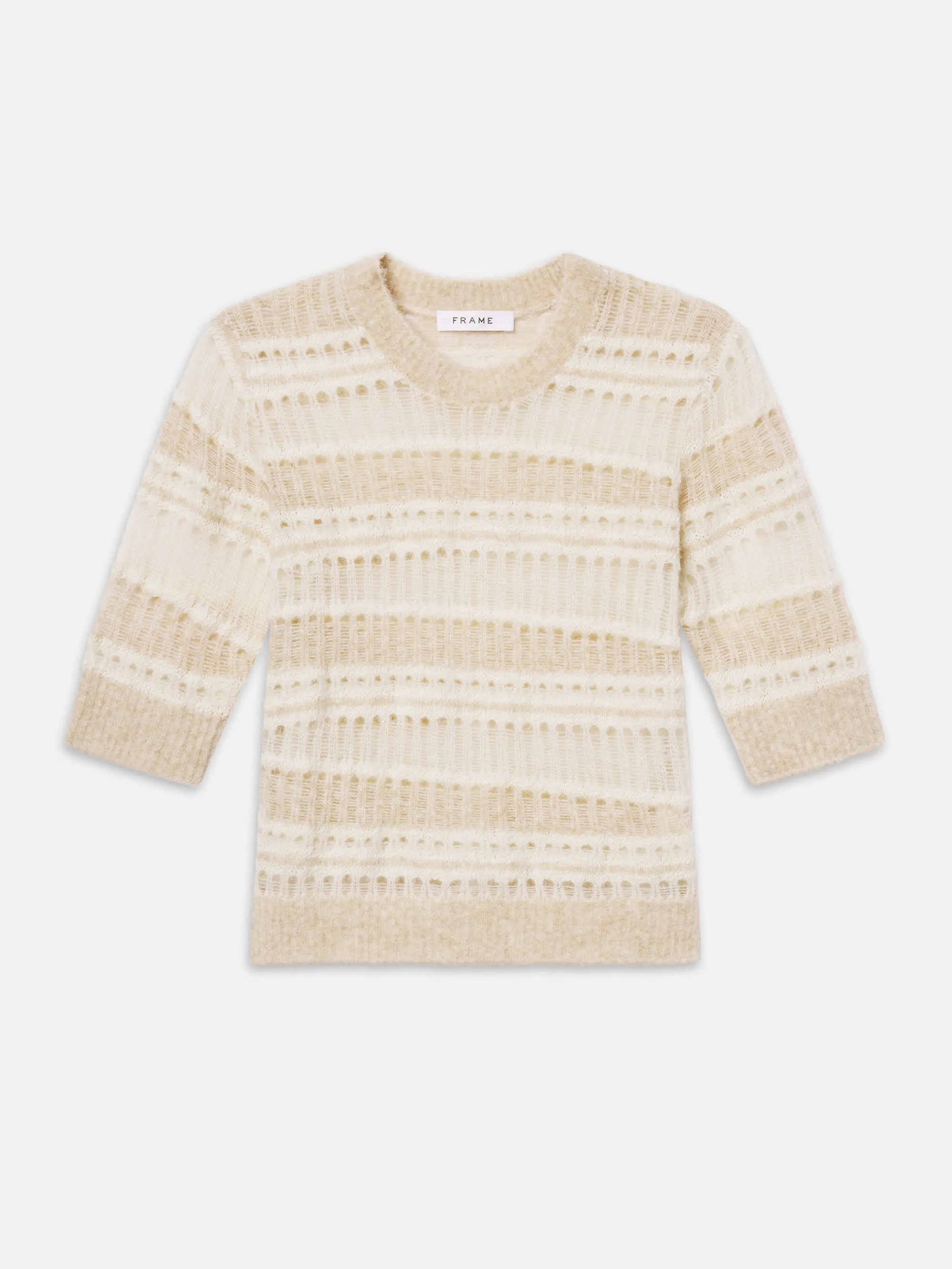 The Short Sleeve Stitch Mix Sweater -- Cream Multi