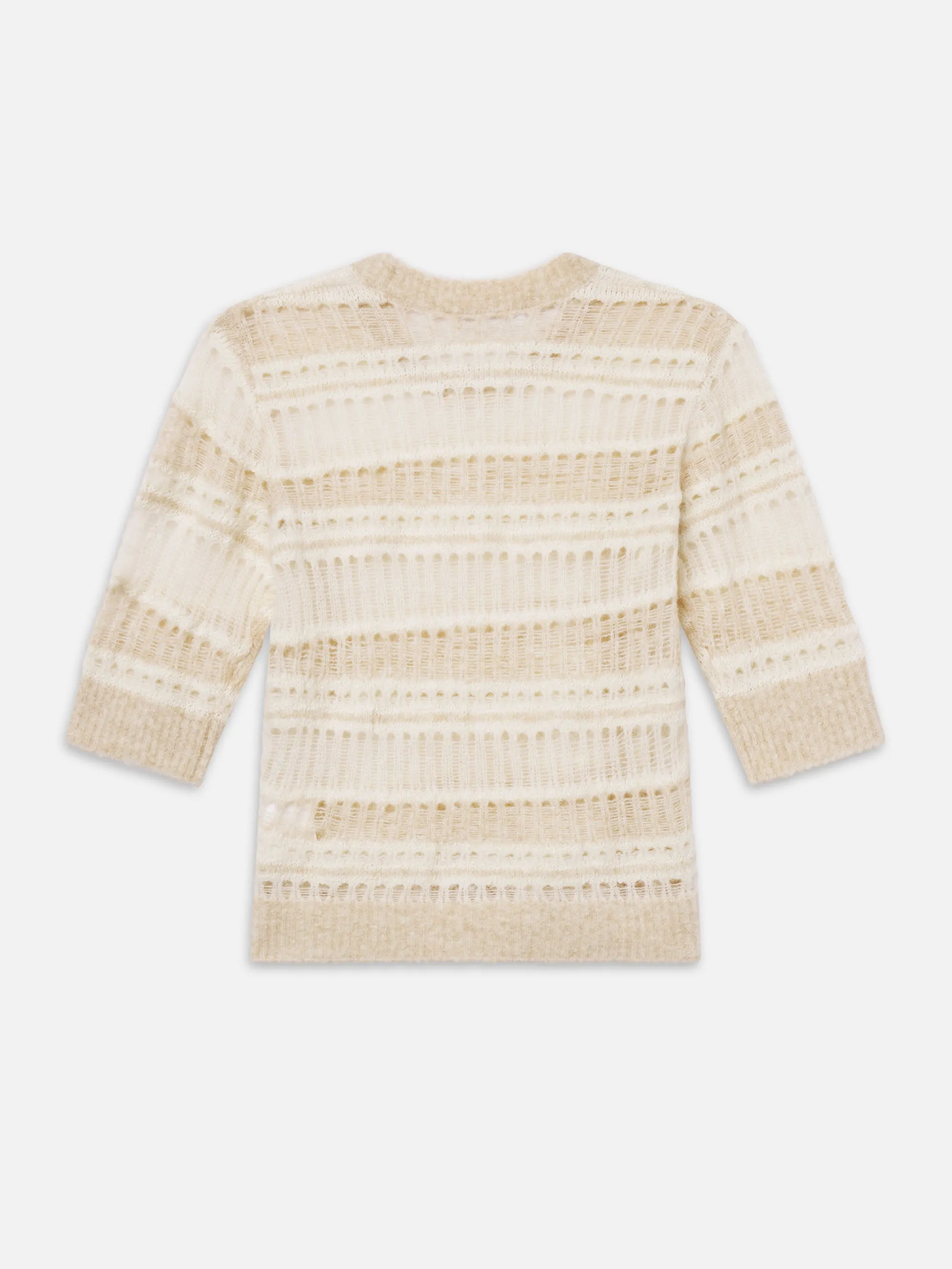 The Short Sleeve Stitch Mix Sweater -- Cream Multi