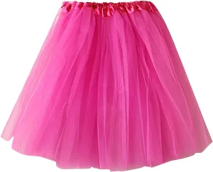 Tulle Skirts for Women Ladies High Elastic Waist Pleated Tutu Skirt Fashion Solid Color Layered Pleated Dance Skirt