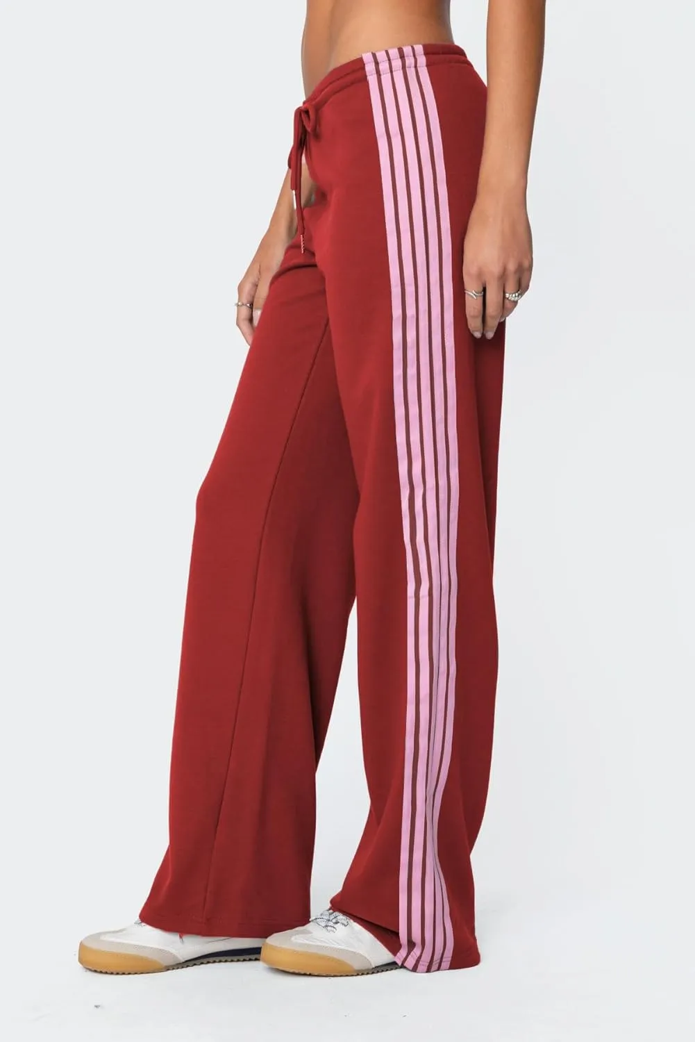 UAURORAO Women Y2k Track Pants Baggy Striped Joggers Sweatpants Elastic Waist Color Block Parachute Pants with Pockets