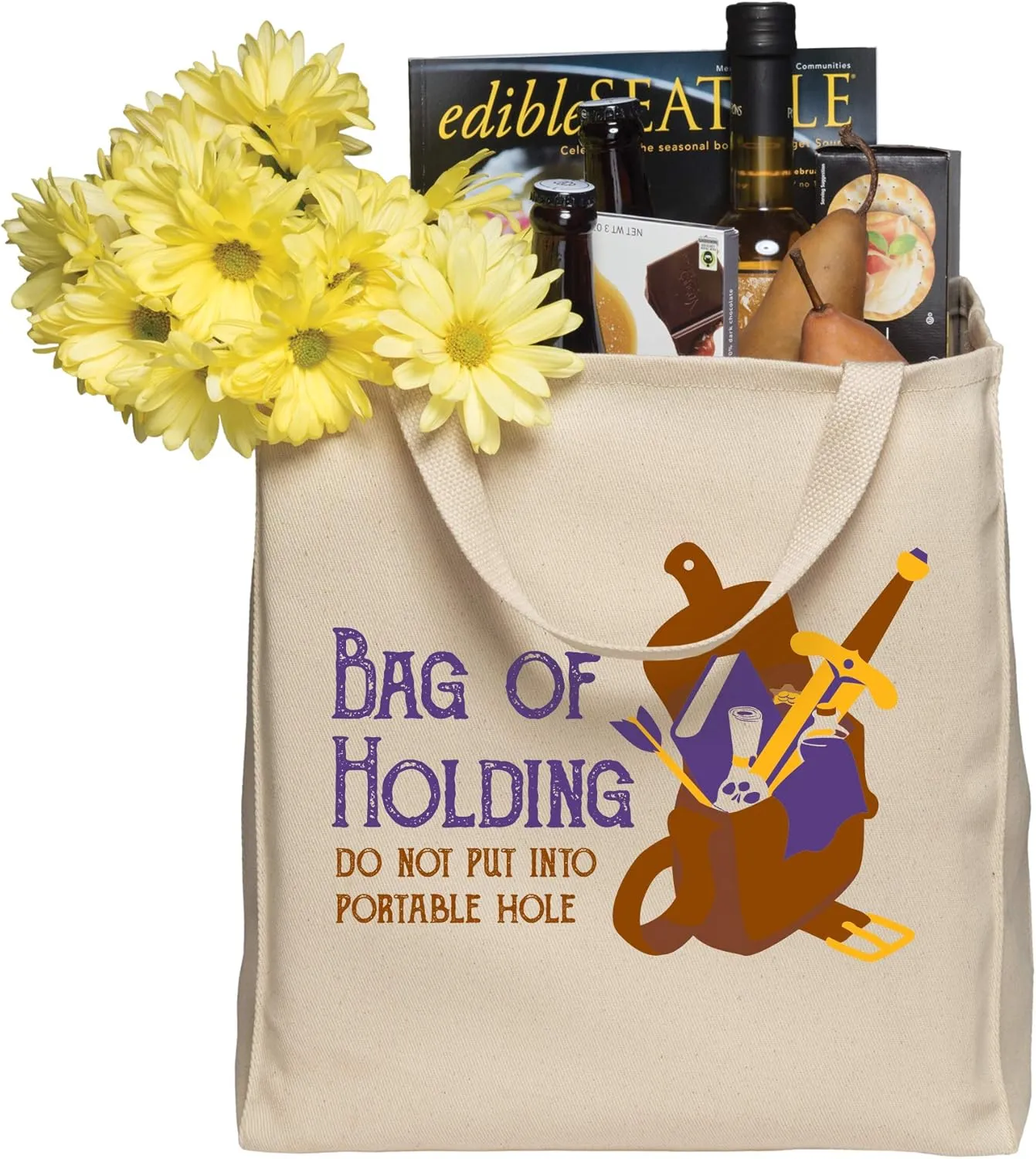 UGP Campus Apparel Bag of Holding - Tabletop Game RPG Nerd Geek Chic Canvas Reusable Grocery Tote Bag - Natural