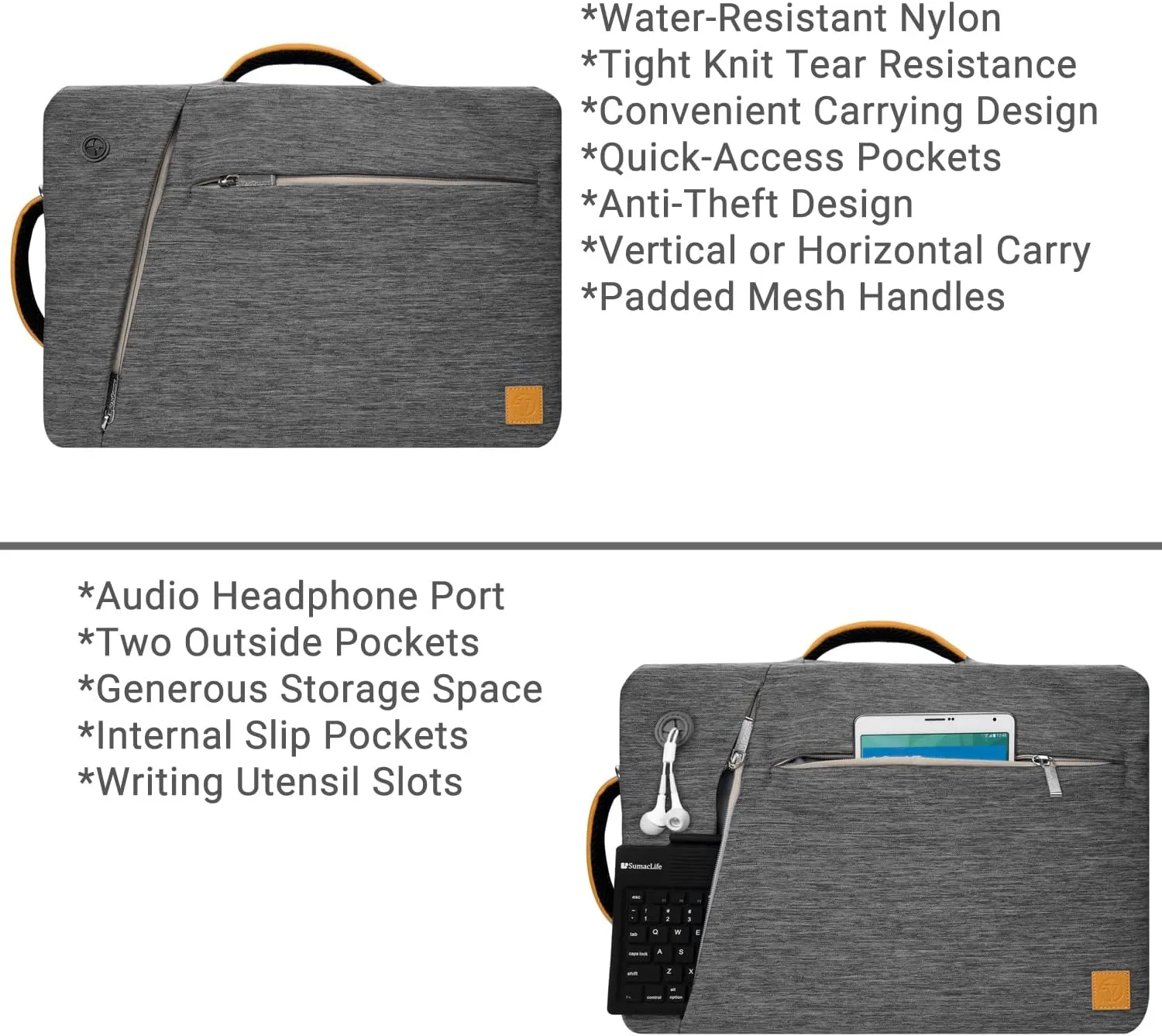 Vangoddy Slate 3-in-1 Universal 13.3 13-inch Covertible Laptop Messenger Shoulder Bag (Grey)