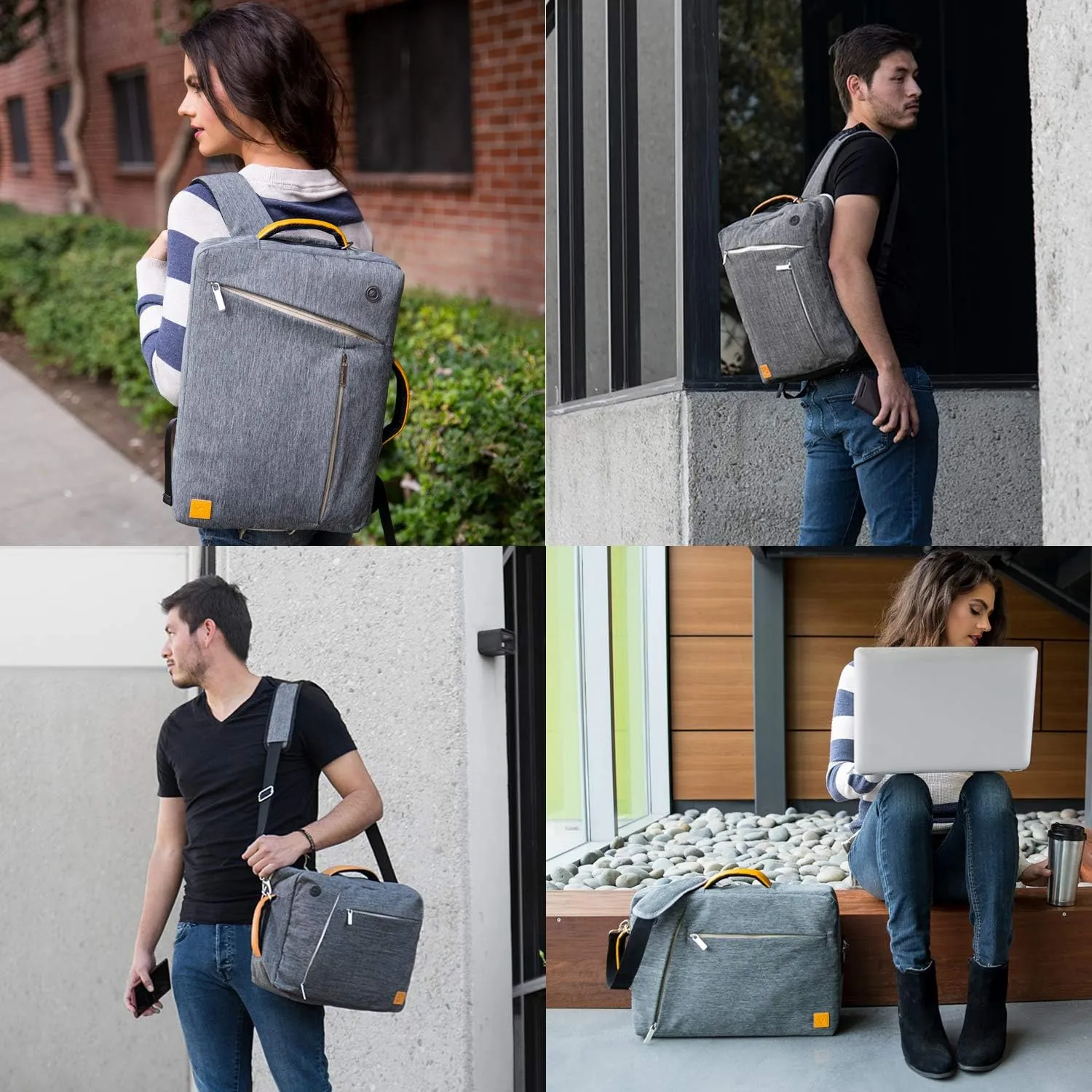 Vangoddy Slate 3-in-1 Universal 13.3 13-inch Covertible Laptop Messenger Shoulder Bag (Grey)