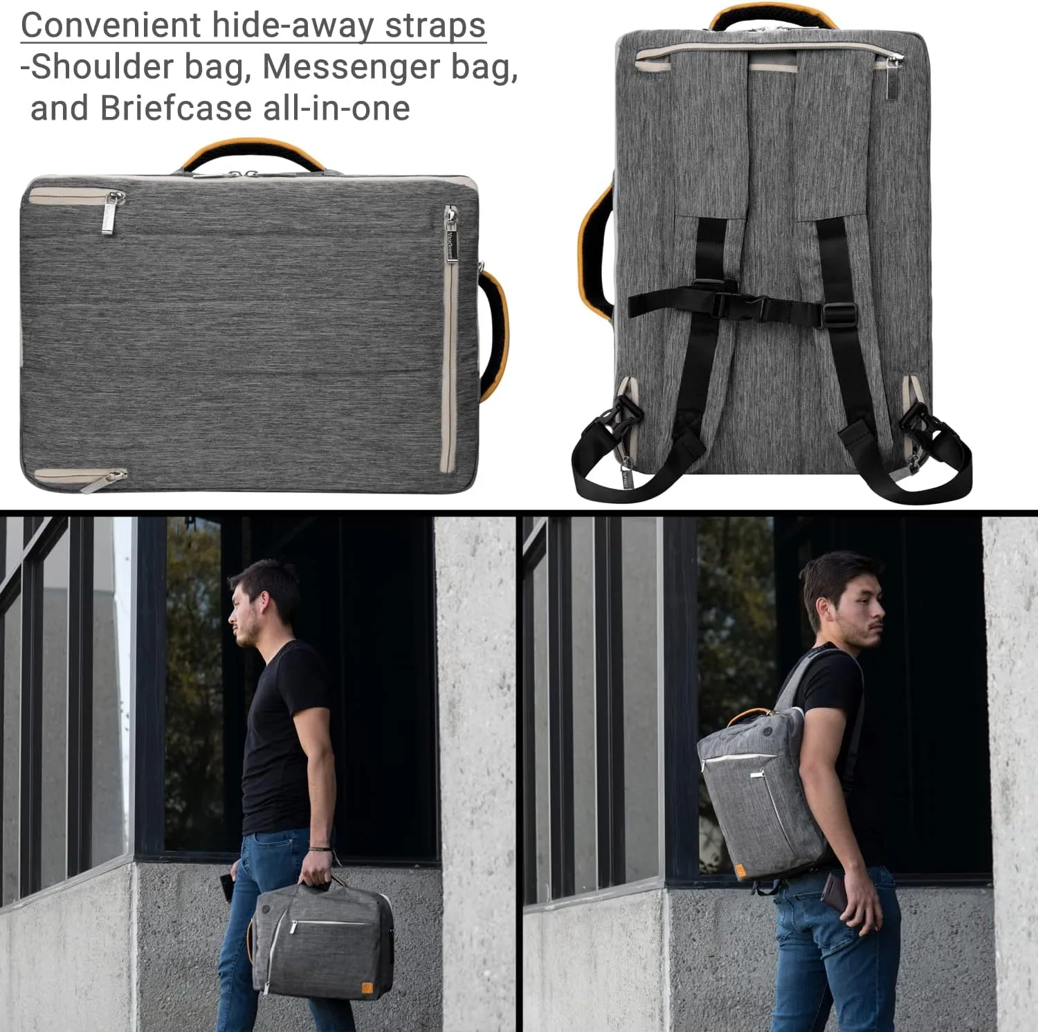 Vangoddy Slate 3-in-1 Universal 13.3 13-inch Covertible Laptop Messenger Shoulder Bag (Grey)