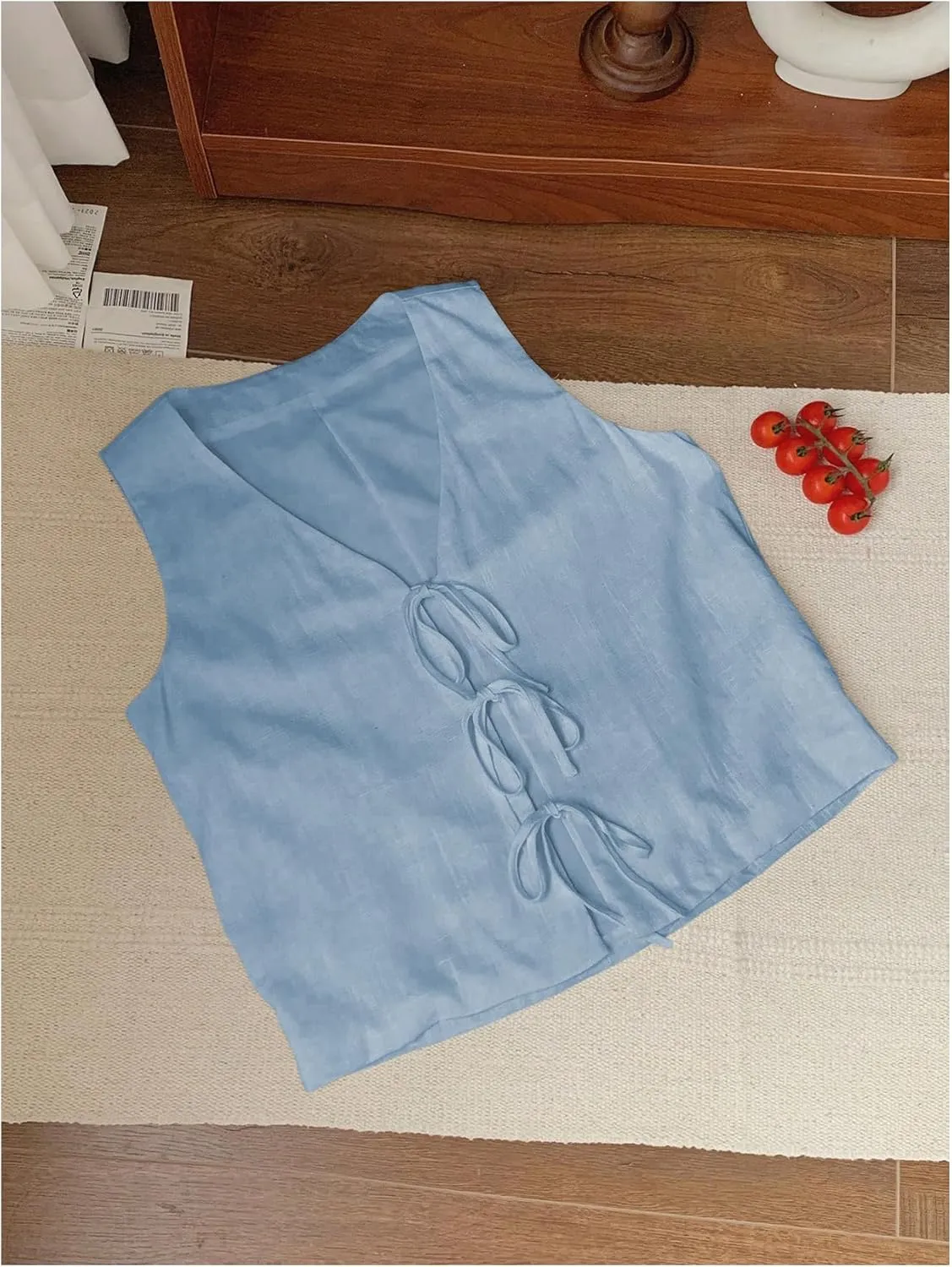 Verdusa Women's Old Money Clothes Bow Tie Front Vest Sleeveless V Neck Summer Cardigan Tank Tops